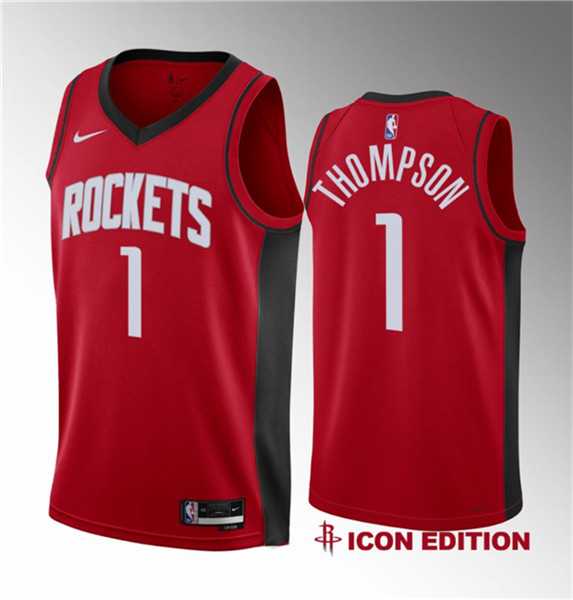 Mens Houston Rockets #1 Amen Thompson Red 2023 Draft Swingman Icon Edition Stitched Basketball Jersey